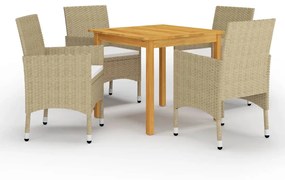 vidaXL 5 pcs conjunto de jantar para jardim bege