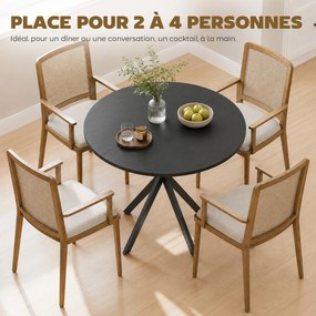 Mesa de Jantar Redonda, 80 x 80 x 75 cm (CADEIRAS NÃO INCLUIDAS), Estrutura Cruzada em Aço, Preta