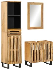 vidaXL 3 pcs conj. móveis p/ casa de banho mangueira áspera maciça