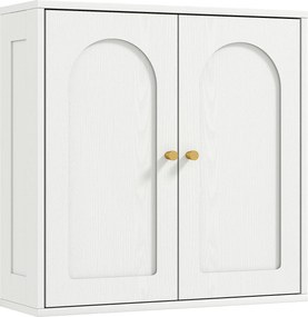 Armário de Casa de Banho de Parede Móvel de Casa de Banho Suspenso com Prateleiras 2 Portas com Desenho em Arco 60x20x60 cm Branco