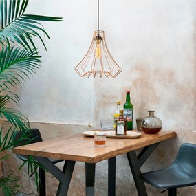 Candeeiro Chandelier Saglam – Cobre e Preto – Diâmetro 37 cm