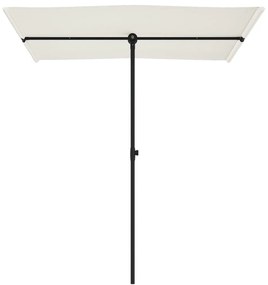 Guarda-sol de jardim c/ poste alumínio 180x110 cm branco areia