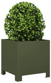 Vaso/floreira de jardim 2 pcs 30x30x30 cm aço verde azeitona