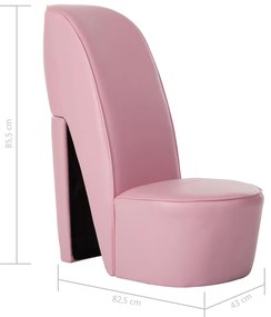 Cadeira estilo sapato de salto alto couro artificial rosa