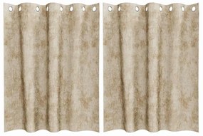 Cortinas de Veludo 2 peças com Ilhós Creme 140x140 cm
