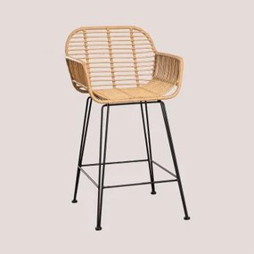 Pacote De 2 Bancos Altos De Jardim Em Rattan Sintético Eska Preto & ↑65 Cm - Sklum