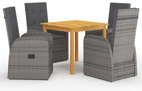 5 pcs conjunto de jantar para jardim cinzento