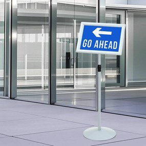 vidaXL Suporte de Pôster Pedestal Prateado 33 x 33 x 126 cm PVC e Aço