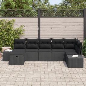 Conjunto de Sofá de Jardim de 7 Peças com Almofadas Rattan Polipropile