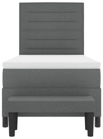 Cama Box Spring com Colchão e Banco Cinza Escuro 90x200 cm Tecido