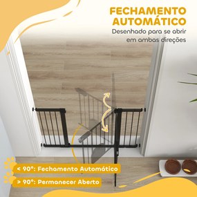 Barreira de Segurança de Animais de Estimação para Escadas e Portas com Aberturas de 75-131 cm com 3 Extensões Preto