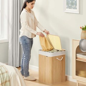 Cesto para roupa suja em bambu 40 x 40 x 61 cm cor natural