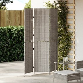vidaXL Divisor de Ambiente 3 Painéis Dobrável Cinza 147x180 cm Poly Rattan