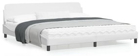 Estrutura cama c/ cabeceira couro artificial 200x200 cm branco