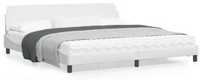 vidaXL Estrutura cama c/ cabeceira couro artificial 200x200 cm branco