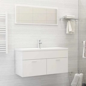 vidaXL 2 pcs conj. móveis casa de banho contraplacado branco brilhante