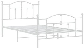 Estrutura de cama com cabeceira e pés 107x203 cm metal branco