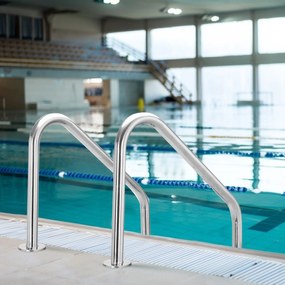 Escada para piscina em aço inoxidável com 3 degraus antiderrapantes para uso doméstico comercial  53 x 63 x 147 cm Prata