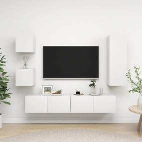 5 pcs conjunto de móveis de TV derivados de madeira branco