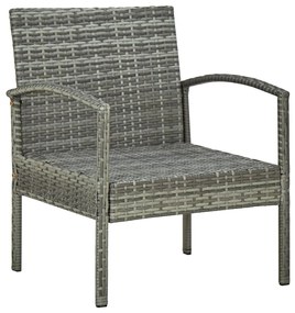 Cadeira de jardim com almofadão vime PE cinzento