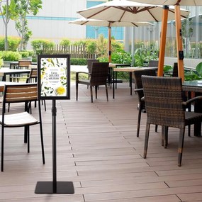 Expositor restaurantes, bares, cafés Ementas, Suporte metálico ajustável A4 Suporte de exposição de chão ajustável 73,5-118 cm Preto