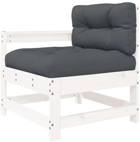 7pcs conjunto lounge jardim c/ almofadões madeira maciça branco