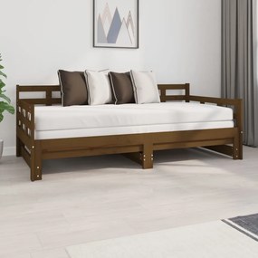 820385 vidaXL Estrutura sofá-cama de puxar pinho maciço castanho 2x(90x190)cm