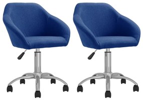 vidaXL Cadeiras de jantar giratórias 2 pcs tecido azul