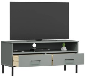 Móvel de TV c/ pernas de metal OSLO pinho maciço cinzento
