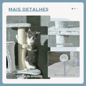 PawHut Arranhador para Gatos de 255 cm Torre para Gatos de Teto com Al