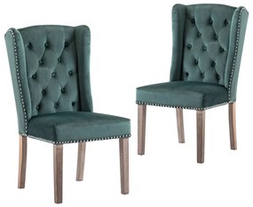 Cadeiras de jantar 2 pcs veludo verde-escuro