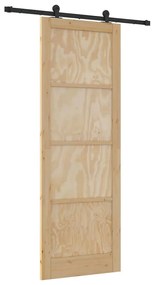Porta Deslizante com Conjunto de Hardware 'ORKDAL'Madeira Maciça Pinho