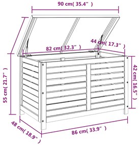 Caixa de arrumação para jardim 90x48x55 cm eucalipto maciça