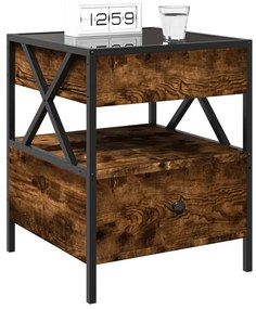 Mesa de cabeceira c/ LED Infinity 40x40x51 cm carvalho fumado