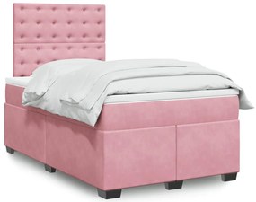 Cama boxspring com colchão 120x190 cm veludo rosa