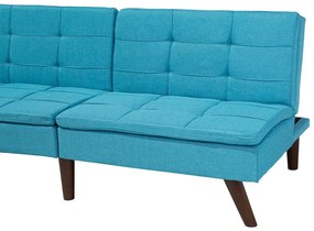 Sofá-cama de 3 lugares em tecido azul turquesa RONNE Beliani