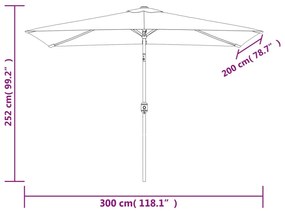 Guarda-sol de exterior com poste de metal 300x200 cm antracite