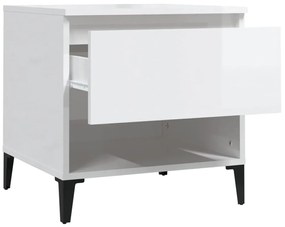 Mesas de apoio 2 pcs 50x46x50cm deriv. madeira branco brilhante