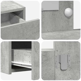 Mesa de Maquilhagem Suspensa com Luzes LED em Cinza Betão