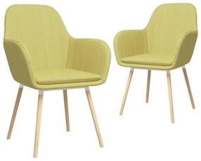 vidaXL Cadeiras de jantar com apoio de braços 2 pcs tecido verde