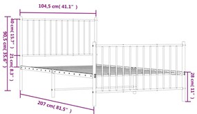 Estrutura de cama com cabeceira e pés 100x200 cm metal branco