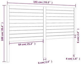 Cabeceira de cama 141x4x100 cm pinho maciço preto