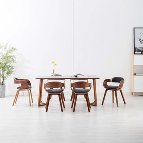 vidaXL Cadeiras de jantar 6 pcs tecido/madeira curvada cinzento-escuro