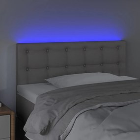 Cabeceira de cama c/ LED 80x5x78/88cm couro artificial cinzento