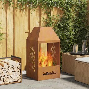vidaXL Fire Pit Castanho 50 x 50 x 100 cm Aço corten