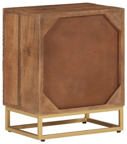 Mesa de cabeceira 40x30x50 cm madeira de mangueira maciça/ferro