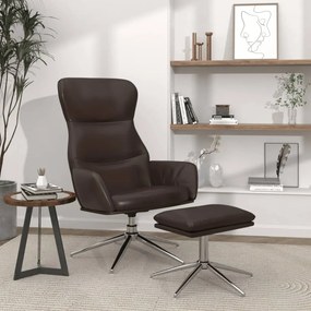 3097441 vidaXL Cadeira de descanso + banco couro artificial castanho brilhante