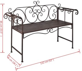 Banco de jardim 132 cm aço antigo castanho