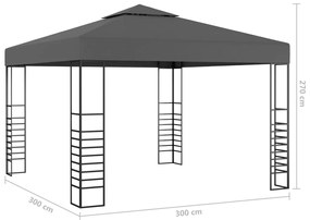 Tenda de jardim com cordões de luzes LED 3x3 m antracite