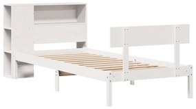 Cama com estante sem colchão 90x200 cm pinho maciço branco